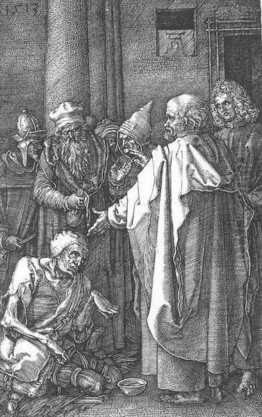 St Peter and St John Healing the Cripple (No. 16) Oil Painting by Albrecht Durer