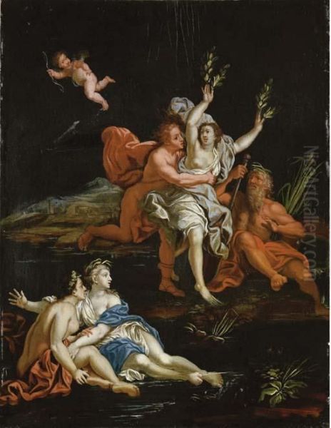 Apollo E Dafne; E Diana E Atteone Oil Painting by Marco Marcola