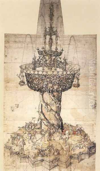 Sketch of a Table Fountain Oil Painting by Albrecht Durer