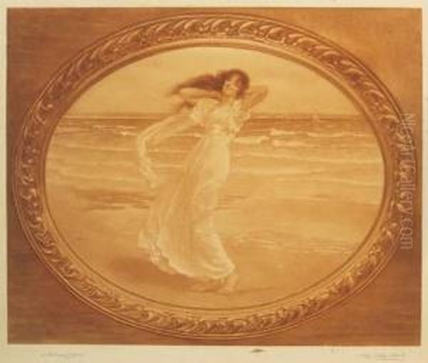 A Sea Nymph Oil Painting by William Henry Margetson