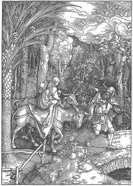 Life of the Virgin, 13. The Flight into Egypt Oil Painting by Albrecht Durer