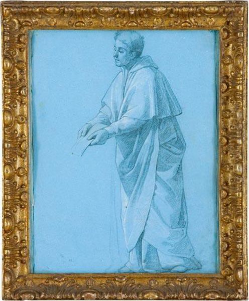 Figura Panneggiata Con Lettera Oil Painting by Cesare Mariani