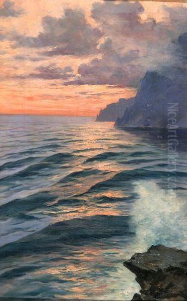 Tramonto A Capri Oil Painting by Cesare Mariani