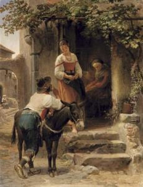 Corteggiamento Oil Painting by Cesare Mariani