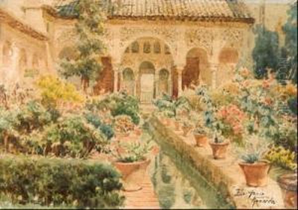 Generalife De La Alhambra Oil Painting by Enrique Marin Higuero