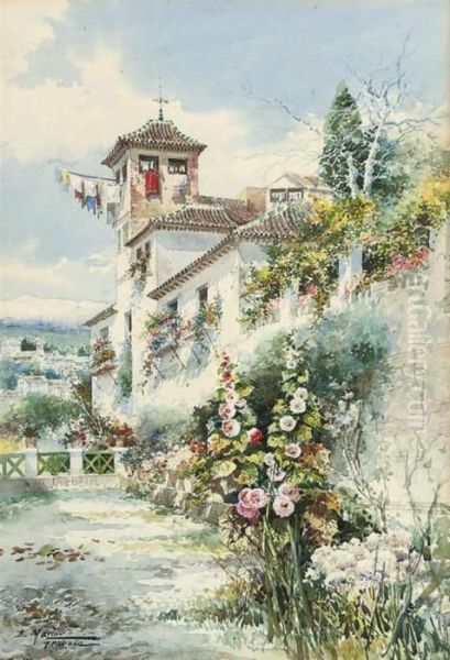 The White Houses Of Granada Oil Painting by Enrique Marin Higuero