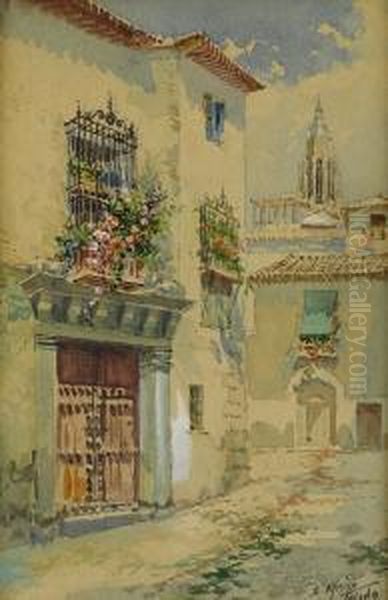 Toledo Street Oil Painting by Enrique Marin Higuero