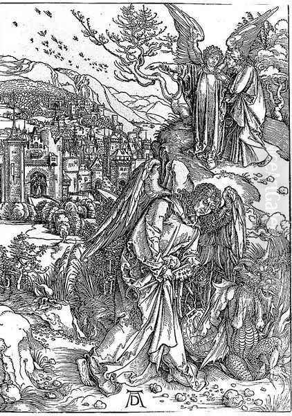 The Angel with the Key to the Pit Oil Painting by Albrecht Durer