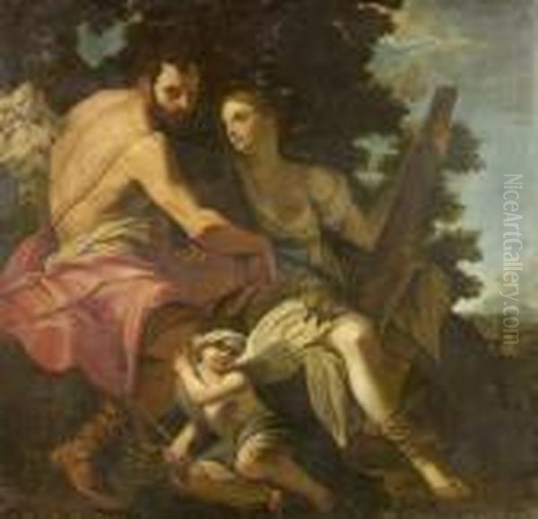 Hercules And The Daughters Of Lycomedes Oil Painting by Onorio Marinari