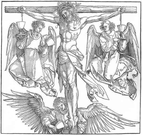 Christ on the Cross with Three Angels Oil Painting by Albrecht Durer