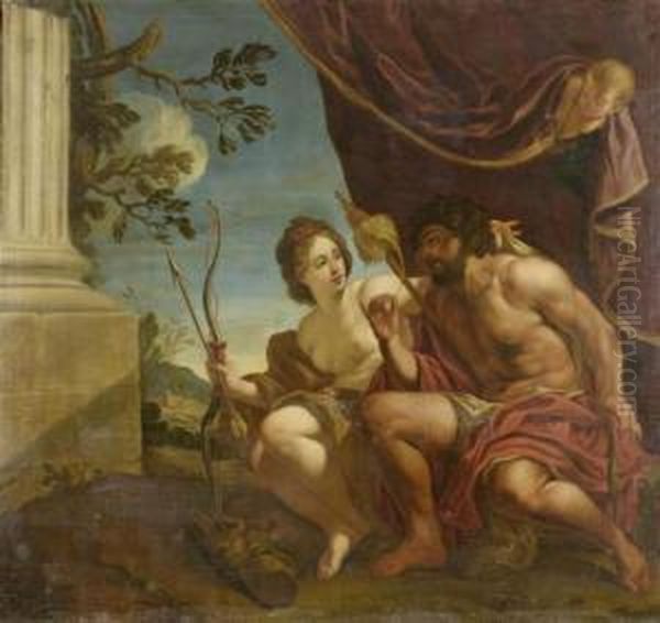 Hercules And Omphale Oil Painting by Onorio Marinari