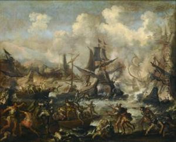 Battaglia Navale Oil Painting by Antonio Maria Marini