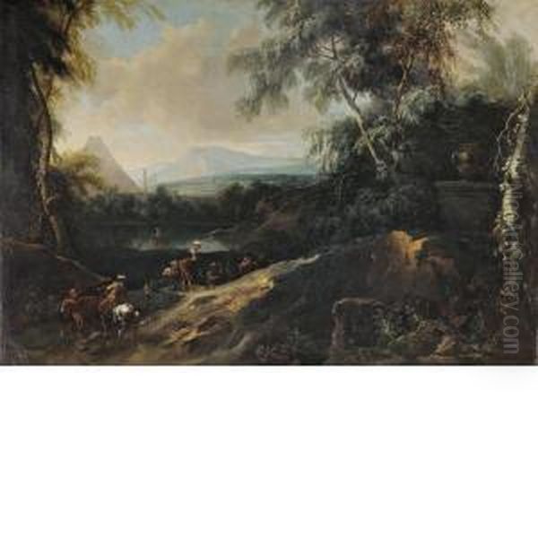 Cavalieri In Un Paesaggio Oil Painting by Antonio Maria Marini