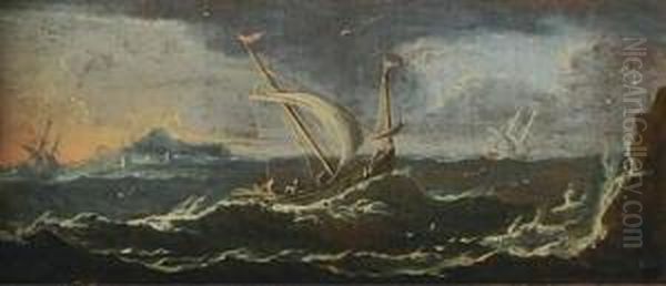 Marine Par Gros Temps Oil Painting by Antonio Maria Marini