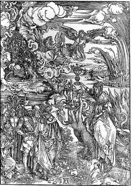 The Woman of Babylon Seated upon a Beast with Seven Heads Oil Painting by Albrecht Durer