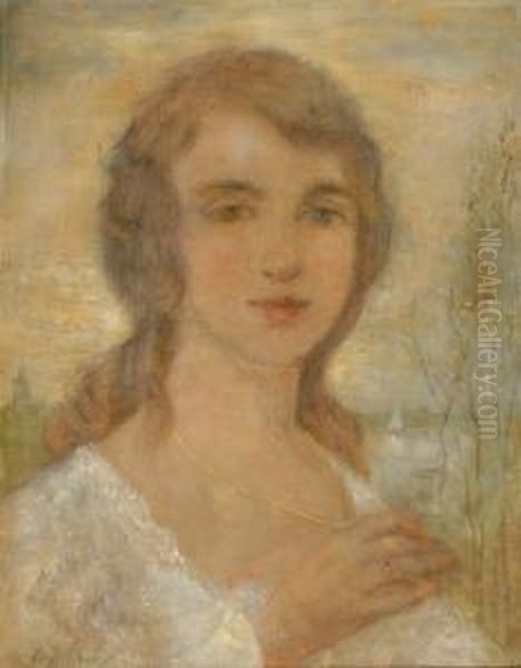 Portrait Of A Young Woman Oil Painting by Simon Maris