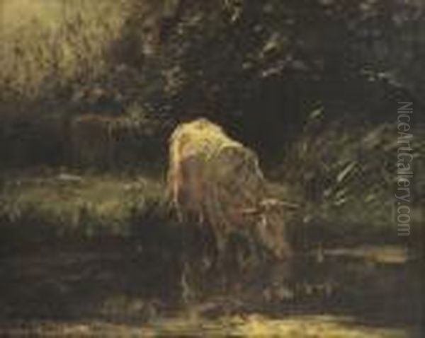 Cows On The Waterfront Oil Painting by Willem Maris