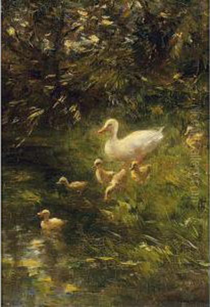 Ducks On The Waterfront Oil Painting by Willem Maris