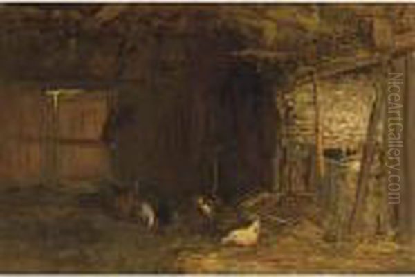 Chicken In A Stable Oil Painting by Willem Maris