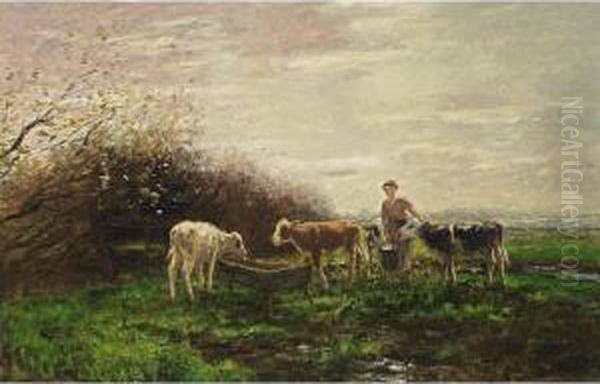 Watering The Cows Oil Painting by Willem Maris