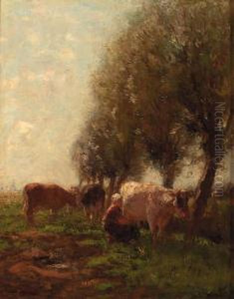 Milking Time Oil Painting by Willem Maris