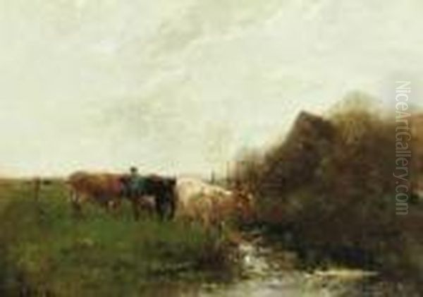 A Pastoral Landscape
Oil On Canvas Oil Painting by Willem Maris