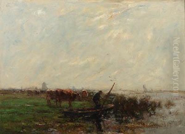 A Pasture Oil Painting by Willem Maris