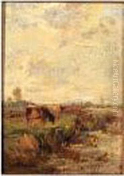 Cows Grazing In A Polder Landscape Oil Painting by Willem Maris