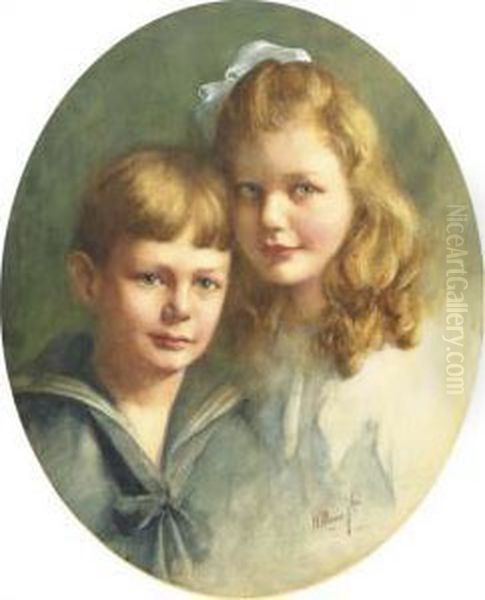 Sweet Siblings: Doubleportrait Of A Boy And A Girl Oil Painting by Matthijs Maris