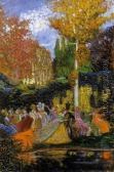 Masked Ball In The Park Oil Painting by Louis Mark