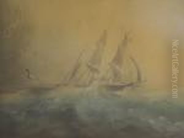 A Frigate In Heavy Seas Oil Painting by Albert Ernest Markes