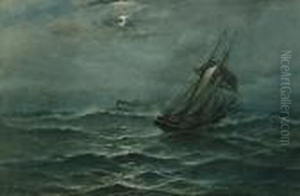 Running On A Moonlit Sea Oil Painting by Albert Ernest Markes