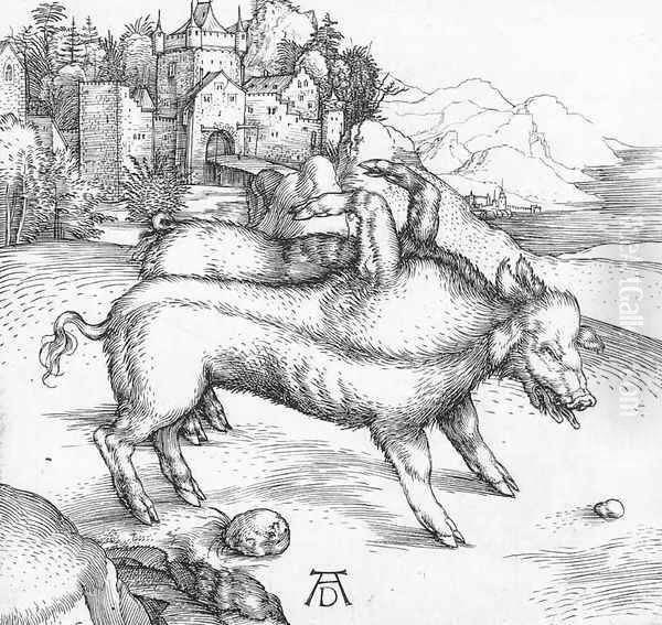 The Deformed Landser Sow Oil Painting by Albrecht Durer