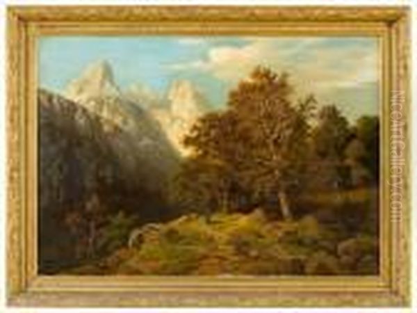 Veduta Del Passo Sella Con Il Sasso Lungo E Figura Di Donna Oil Painting by Karoly Marko