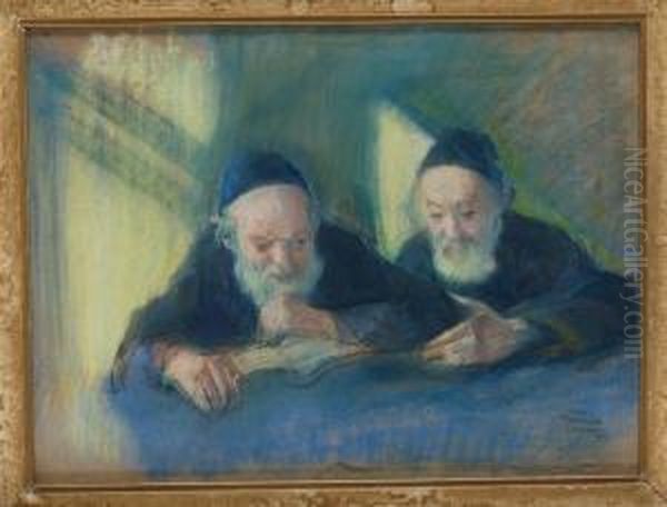 Tva Rabbiner Samtalar Oil Painting by Artur Markowicz