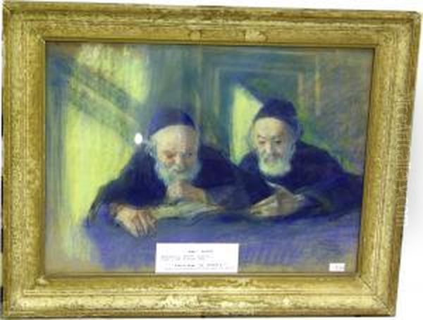 Tva Lasande Rabbiner. Oil Painting by Artur Markowicz