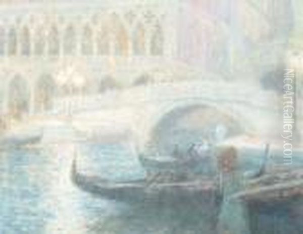 A Gondolier On A Venetian Canal Oil Painting by Claude Marks