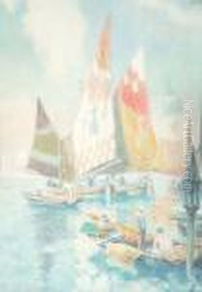 Venetian Sailing Boats Oil Painting by Claude Marks