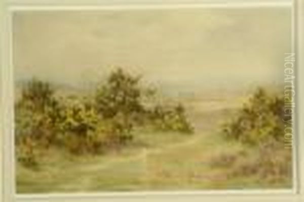 Rabbits And Gorse On Heathland Oil Painting by George Marks