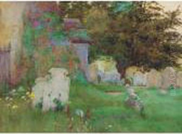 Flowers In The Graveyard Oil Painting by George Marks