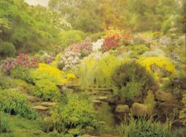 A Watergarden Oil Painting by George Marks