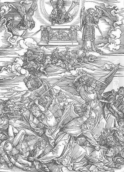 The Revelation of St John 8. The Battle of the Angels Oil Painting by Albrecht Durer