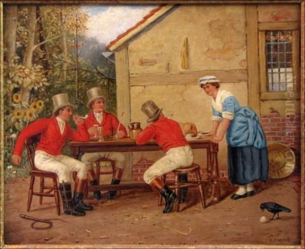 Three Riders At Lunch Oil Painting by Henry Stacy Marks