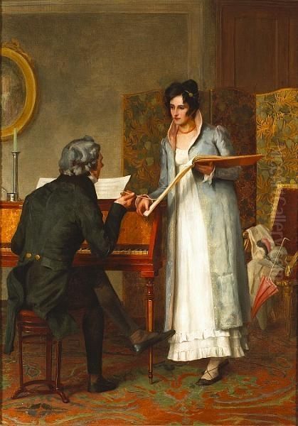 The Music Lesson Oil Painting by Henry Stacy Marks