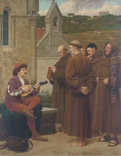 The Minstrel, 'a Love Song For A Good Life' Oil Painting by Henry Stacy Marks