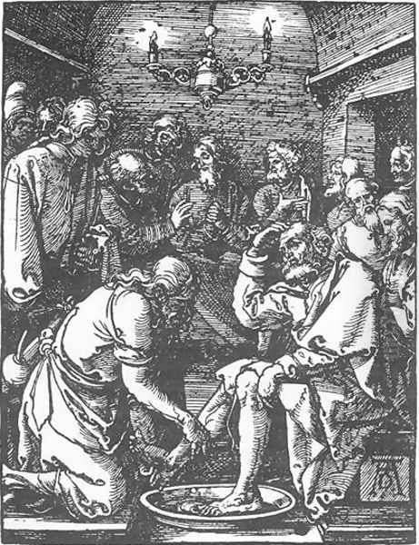 Small Passion 9. Christ Washing Peter's Feet Oil Painting by Albrecht Durer