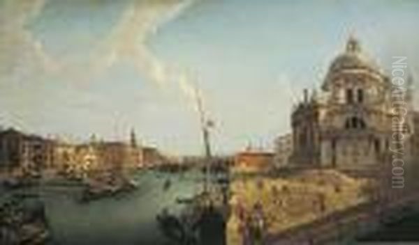 Vue Du Grand Canal Et De La Basilique Santa Maria Della
 Salute Oil Painting by William Marlow