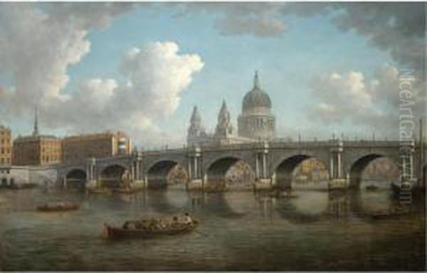 A View Of Blackfriars Bridge Oil Painting by William Marlow