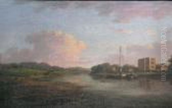 The River Thames With Shipping On A Sunny Day by William Marlow