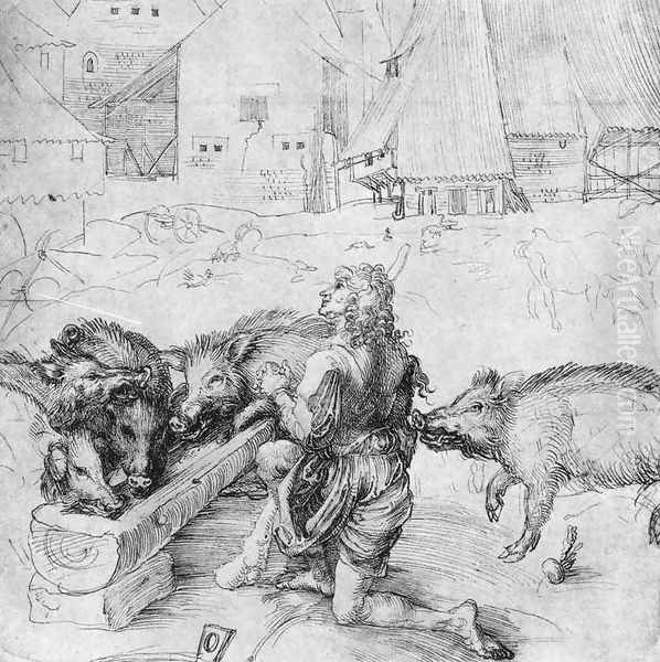 The Prodigal Son among the Swine Oil Painting by Albrecht Durer